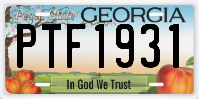 GA license plate PTF1931
