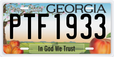 GA license plate PTF1933