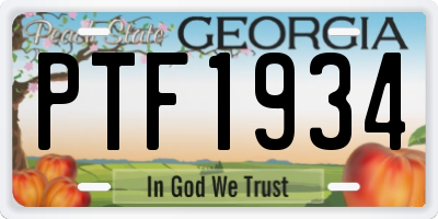 GA license plate PTF1934