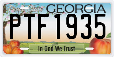 GA license plate PTF1935