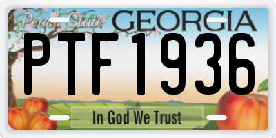 GA license plate PTF1936