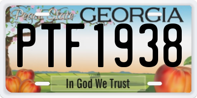 GA license plate PTF1938
