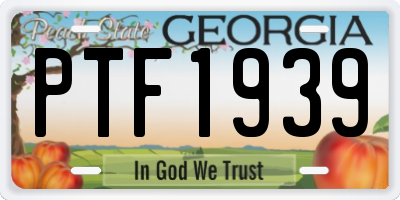 GA license plate PTF1939