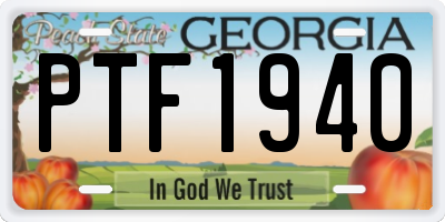 GA license plate PTF1940