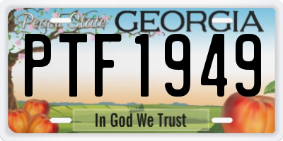 GA license plate PTF1949