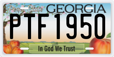 GA license plate PTF1950