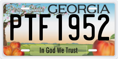 GA license plate PTF1952