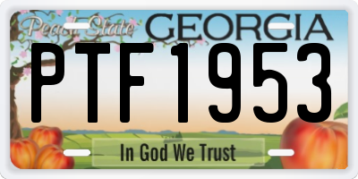 GA license plate PTF1953