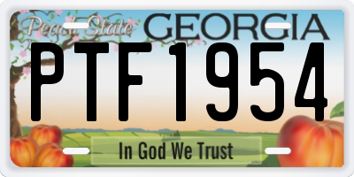GA license plate PTF1954