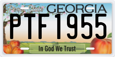 GA license plate PTF1955