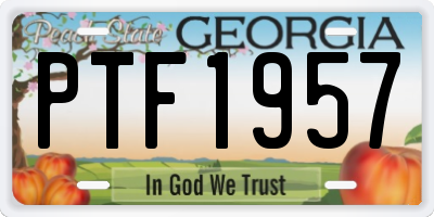 GA license plate PTF1957