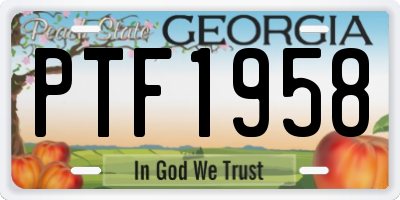 GA license plate PTF1958