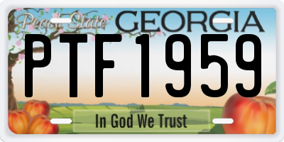 GA license plate PTF1959