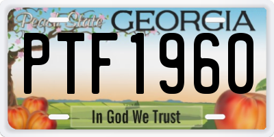 GA license plate PTF1960