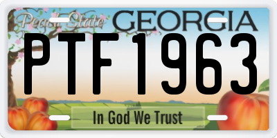 GA license plate PTF1963