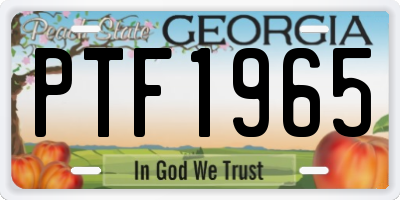 GA license plate PTF1965