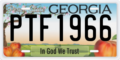 GA license plate PTF1966
