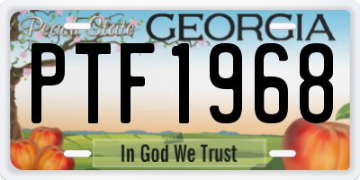 GA license plate PTF1968