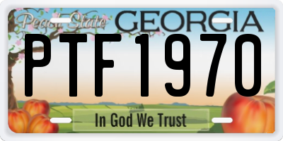 GA license plate PTF1970