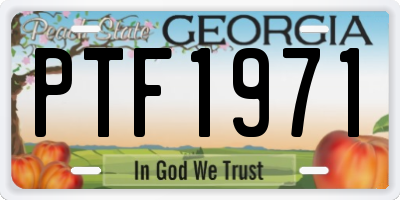 GA license plate PTF1971