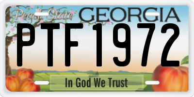 GA license plate PTF1972