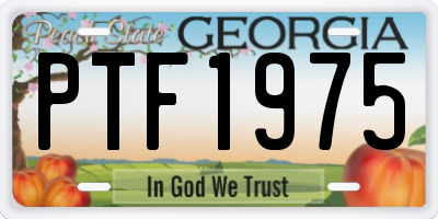 GA license plate PTF1975