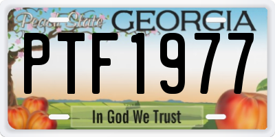 GA license plate PTF1977