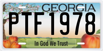 GA license plate PTF1978