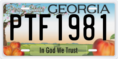 GA license plate PTF1981