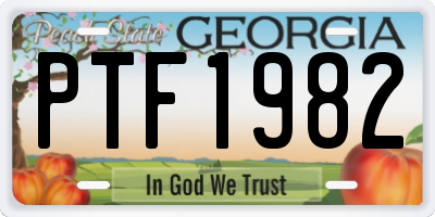 GA license plate PTF1982