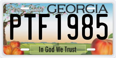 GA license plate PTF1985