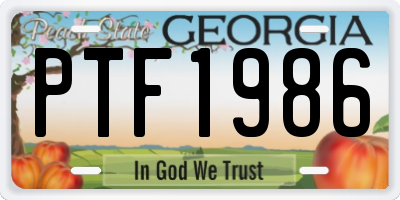GA license plate PTF1986