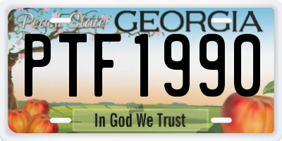 GA license plate PTF1990