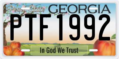 GA license plate PTF1992