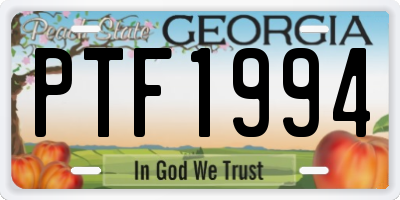 GA license plate PTF1994