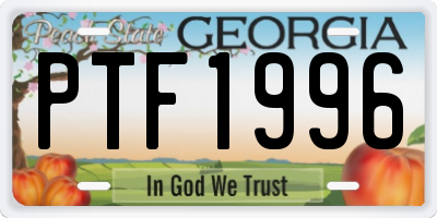 GA license plate PTF1996