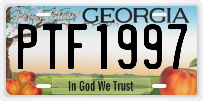 GA license plate PTF1997