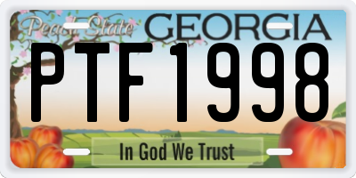 GA license plate PTF1998