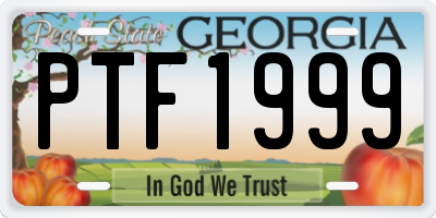 GA license plate PTF1999