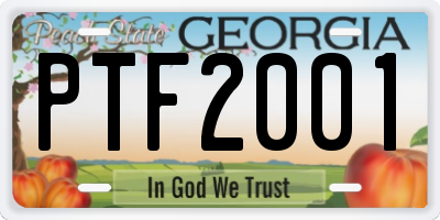 GA license plate PTF2001
