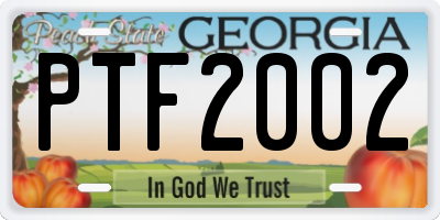 GA license plate PTF2002