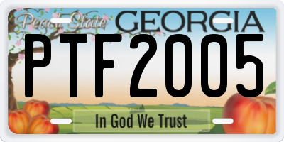 GA license plate PTF2005