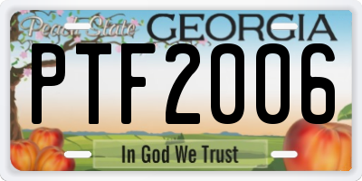 GA license plate PTF2006