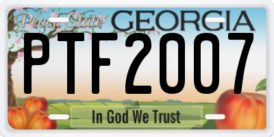 GA license plate PTF2007