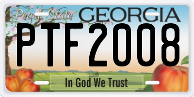 GA license plate PTF2008