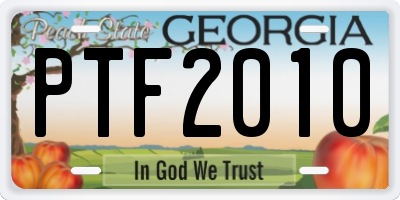 GA license plate PTF2010