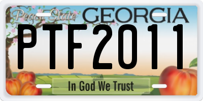 GA license plate PTF2011