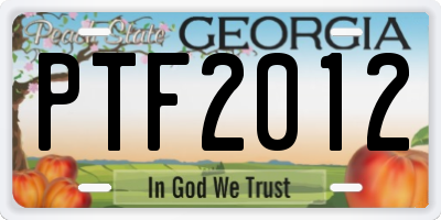 GA license plate PTF2012