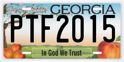 GA license plate PTF2015