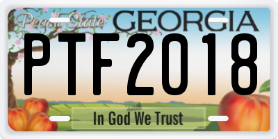 GA license plate PTF2018